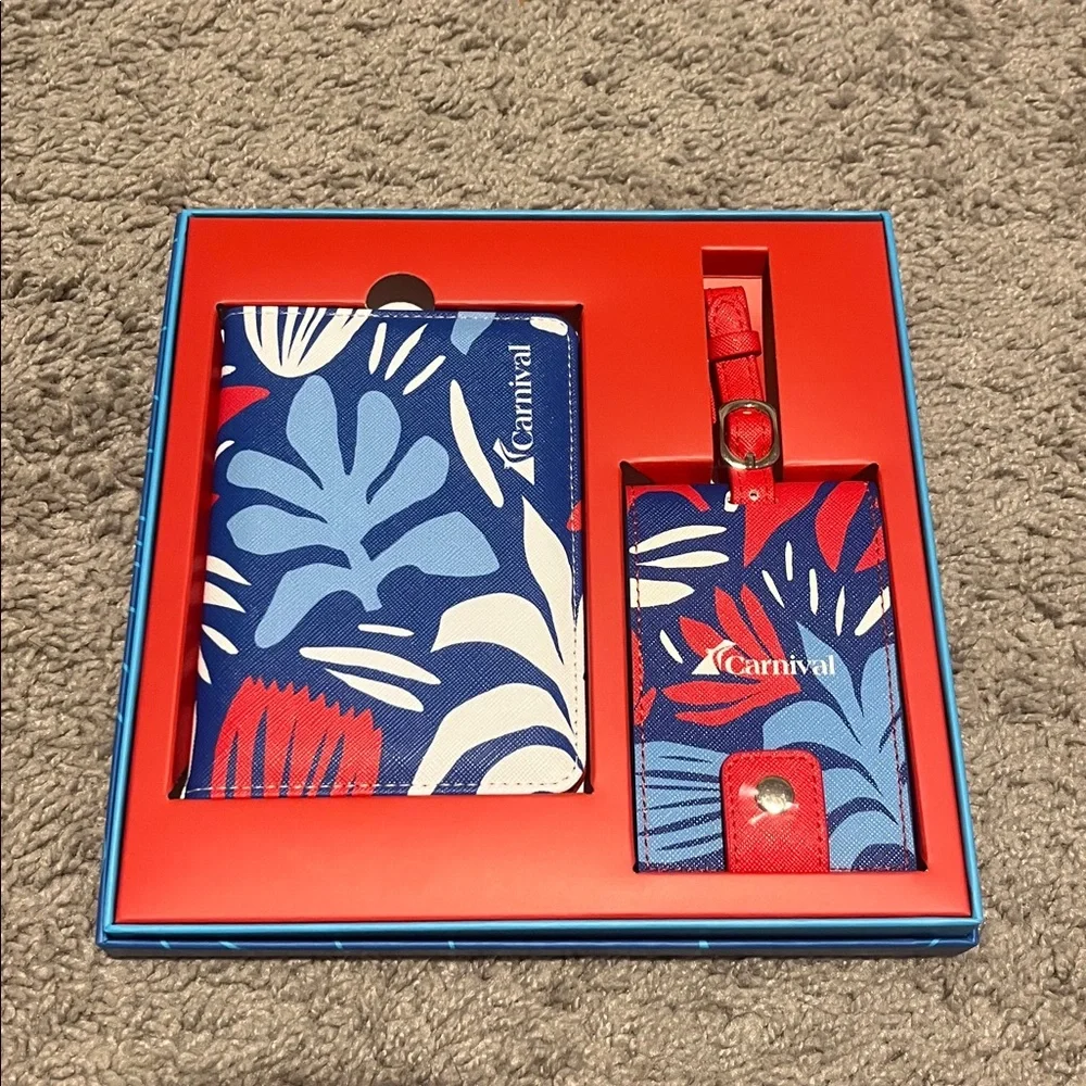 Carnival Cruise-line Blue and Red Travel Set - Picture 1 of 9